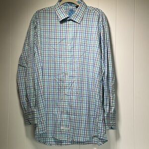 English Laundry Long Sleeve Button Up Dress Shirt Men's 18/XXL Checked -Read